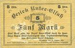 FRENCH EMERGENCY NOTES 5 mark Bas-Rhin (67). Bezirk Unter-Elsass. Billet. Strasbourg, -