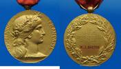 DECORATIONS Médaille du Travail de la Société Industrielle de l'Est. Vermeil (poinçon argent 2e titre) -