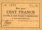 FRENCH EMERGENCY NOTES 100 francs 18.6.1940 Malmerspach (68). Filature d... 32,00 EUR  Excl. 9,45 EUR Verzending