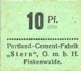 GERMANY - EMERGENCY NOTES (1914-1923) A - J 10 pf Finkenwalde (Zdroje, Pologne). Portland Cement-Fabrik G.m.b.H. Billet. vert clair -