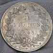 Frankreich 5 Francs Silber Kursmünze 1845 W Paris Louis Philippe USA ef