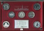 USA, Kanada, China, Australien, Österreich etc 7 x 1 Unze Silber Wallstreet Investment - The Silver Collection 2010 Gilded in glass-case with box & bag, no carton