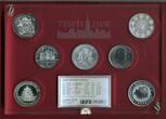 USA, Kanada, China, Australien, Österreich etc 7 x 1 Unze Silber Wallstreet Investment - The Silver Collection 2011 Gilded in glass-case with box , carton & bag