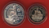 USA 1 Dollar Silber & 1/2 Dollar Ku/Ni 1992 Columbus Quincentenary Proof with box, carton & coa