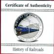 Liberia 5 Dollar Silbermünze mit Farbauflage 2011 HISTORY OF RAILROADS - The Blue Train proof coa