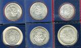 Mexico 1, 5, 25 und 100 Pesos 1948 - 1978 Konvolut von sechs mexikanischen Silbermünzen BU with private packaging