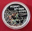 Tuvalu 1 Dollar Silbermünze - 1 oz Silver Proof Coin 2008 Danger Series - Blue-Ringed Octopus - Blaugeringelte Krake - Oktopus Proof colorated with original packaging