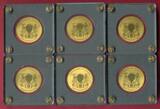 Tschad 6 x 5000 Francs CFA Set - jeweils 1/200 Unze Gold 2019 Bullion Coins of the World - Springbok, Liberty, Kangaroo, Maple Leaf, Panda & L BU with box & coa