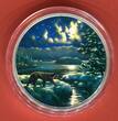 Kanada 30 Dollar Farbmünze - 2 oz Fine Silver Coin 2017 Animals in the Moonlight - Cougar - Puma - Münze leuchtet im Dunkeln Proof colorated with box & coa, without carton