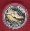 Australien 1 Dollar Silbermünze mit Farbapplikation 2013 Australian Saltwater Crocodiles - Bindi - Salzwasserkrokodil - 1 Unze Silber Proof colorated with box, coa & carton