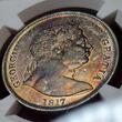 England Großbritannien United Kingdom 1/2 Crown 1817 George III. Bull Head Large Bust NGC AU 55 Nice Toner