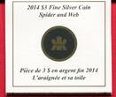 Kanada 3 Dollars Silbermünze 2014 Spinne und Spinnennetz (mit Farbapplikation) proof in capsule, certificate, orig. packaging