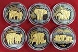 Republique du Burkina Faso 5 x 1000 Francs CFA + 1 Medaille Elephants 2016 Spirit of Africa Meets Bull and Bear Special Edition - 6 x 1 oz Feinsilber BU with box & coa