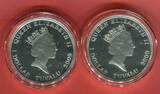 Tuvalu 2 x 1 Dollar Silber Charles Darwin Jubiläumsjahr 2009, Set mit zwei Münzen a 20 Gramm proof in capsule, box with certificate