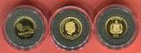 Australien, Samoa, Kongo 3 x 1/25 Unze Gold Die offiziellen Gold-Gedenkmünzen der FIFA WM 2006 in Deutschland Proof with capsules, box & coa