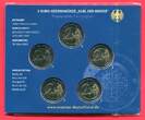 Deutschland, BRD 5 x 2 Euro Gedenkmünzen 2023 A,D,F,G,J 1275. Geburtstag Karl der Große unc, original packaging