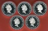 Cook Islands 5 x 1 Dollar $1 Silbermünzen 2010 & 2011 Famous Naval Battles - Set of 5 Proof 1oz Silver Coins - Berühmte Seeschlachten Proof with original packaging