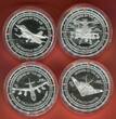 Niue Islands Inseln 4 x 2 Dollars Silbermünzen - 4 Coin Set 2011 Legends of the Air - War Planes - Legenden der Luft - Kriegsflugzeuge Proof with original packaging