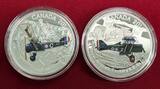 Kanada 2 x 20 Dollar Silbermünze teilcoloriert 2016 Aircraft of the First World War - inklusive zwei der drei Ausgaben Proof with box & coa, without carton