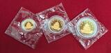 China, Volksrepublik Bimetall Münzen Satz Gold und Silber Bimetallic 1995 Panda 3 Münzen Satz PP 50, 25 und 10 Yuan Proof coins sealed with box & coa