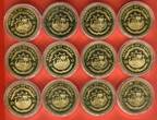 Liberia 12 x 10 Dollar Kupfer Münzen vergoldet 2001 Farb Ecu Münzen Sammlung - Die Ersten 12 Euro Länder Proof gilded and colorated with capsules & coa