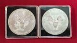 USA 2 x 1 Dollar Silbermünzen mit Farbapplikation 2016 Sun & Moon - Walking Liberty - Sonne und Mond Set BU colorated with box & coa
