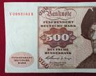 BRD,Deutsche Bundesbank 500 DM Deutsche Mark 1960 Burg Eltz / Männerportrait Serie V used, please see picture