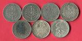 Bayern, Hamburg, Preußen 7 x 2 Mark Silbermünzen 1876 - 1913 Kaiserreich Lot - 7 Typen lot of 7 coins, please see picture