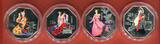 China 4 x 10 Yuan Silbermünzen achteckig 2003 Der Traum der Roten Kammer - Classical Literature Dream Red Mansions BU colorated with book & carton
