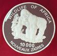 Republique de Zaire 10.000 Nouveaux Zaires Silber 1996 Gorilla - Wildlife of Afrika - Endangered Wildlife - Gefährdete Tierwelt Proof hairlines with wooden box, without coa