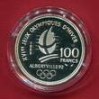 Frankreich 100 Francs Silbermünze 1989 Olympische Winterspiele 1992 Albertville - Eiskunstlauf proof in capsule, certificate & box