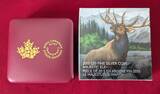 Kanada 20 Dollars Silbermünze - 1 oz Proof Silver Coin 2015 Majestic Elk - Majestätischer Elch Proof with certificate, box & carton