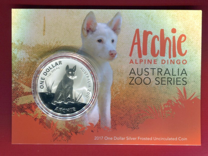 Australien 1 Dollar Silber Frosted 1 Unze 2017 Archie Alpine Dingo