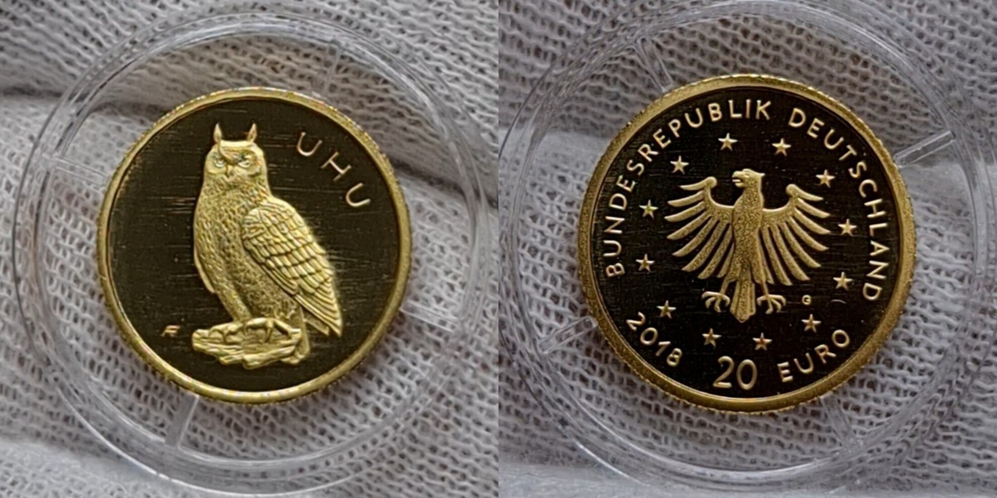Deutschland BRD 20 Euro Goldmünze 1/8 Unze Gold 2018 G Heimische Vögel