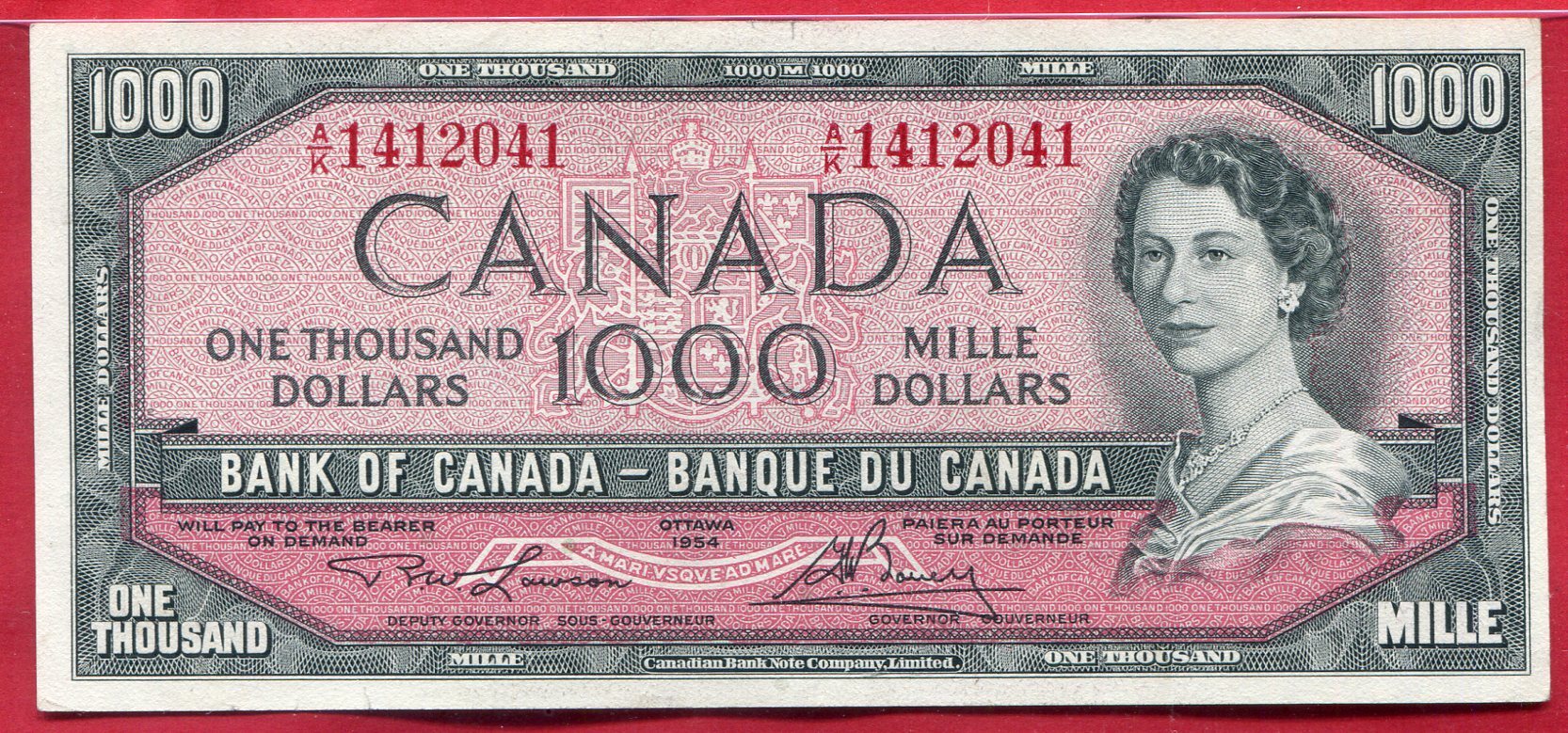 Kanada Canada 1000 Dollars Banknote 1954 Queen Elizabeth II. Elisabeth ...