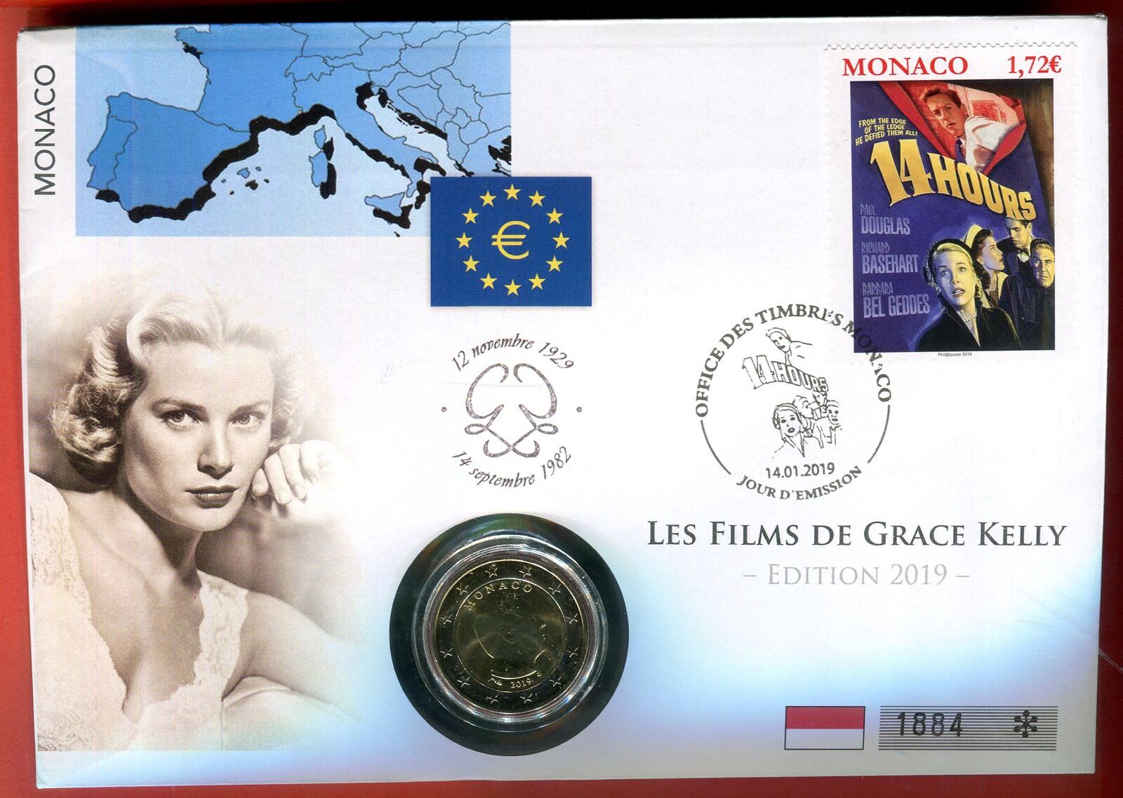 2 Euro Münze Monaco Grace Kelly Wert Monaco 2 x 2 Euro 2001 und 2019 Münzbrief- Kollektion 90. Geburtstag