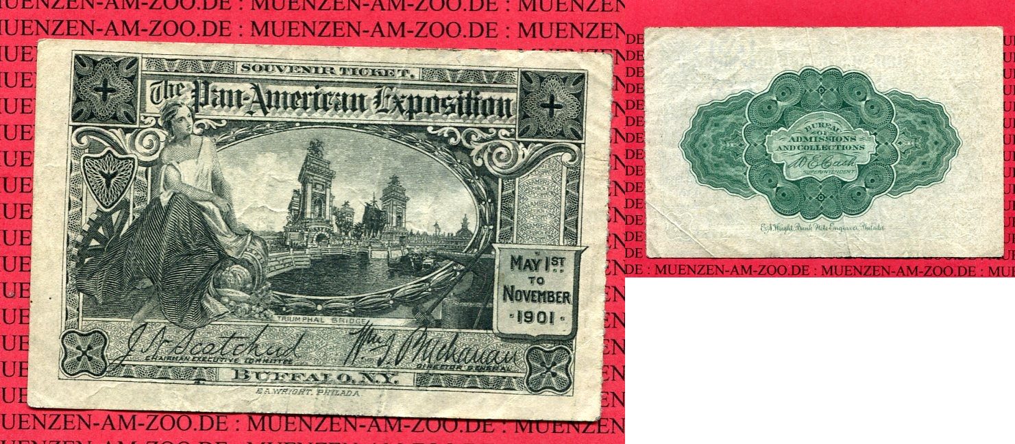USA 1901 Pan American Exposition Souvenir Ticket in Banknotenform used ...