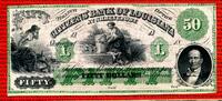 USA CSA Louisiana Shreveport 50 Dollars Banknote vor 1865 50 Dollars Bank Citizens Bank of Louisiana Shreveport nicht ausgefüllt I blank