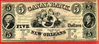 USA Louisiana New Orleans 5 Dollars Banknote 5 Dollars Canal Bank of New Orleans Louisiana nicht ausgefüllt -