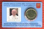 Vatikan 50 Cents Kursmünze + 0,70 Cent Briefmarke Coincard No. 3 - Beginn Pontifikat Papst Franziskus -