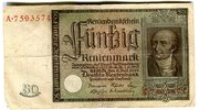 Weimarer Republik Rentenbank 50 Rentenmark 6. Juli 1934 Freiherr vom Stein IV-