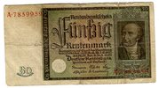 Weimarer Republik Rentenbank 50 Rentenmark 6. Juli 1934 Freiherr vom Stein IV-