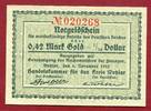 Wertbeständiges Notgeld 0,42 Goldmark 1/10 Dollar Wetzlar Handelskammer -