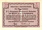 Interims Anleihe Eine Goldmark Ein Vierzigstel Festmeter Fuenf Prozent Glogauer Holzwert-Anleihe Stadt Glogau -