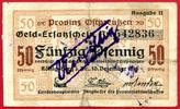 Geld Ersatzschein Fuenfzig Pfennig 10.12.1918 Provinz Ostpreussen Koenigsberg Ungueltig gestempelt used