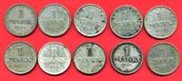 Weimarer Republik 10 x 1 Mark Lot Kursmünzenlot -