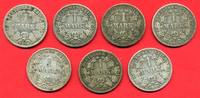 Kaiserreich 7 x 1 Mark Lot Kursmünzenlot -