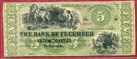 USA Michigan 5 Dollars The Bank of Tecumseh -
