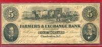 USA South Carolina 5 Dollars Farmers & Exchange bank Charleston -
