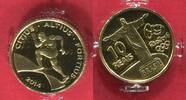 Brasilien 10 Reais Goldmünze 2014 Sommer Olympiade in Rio 2016 Laufen - Running Proof with capsule